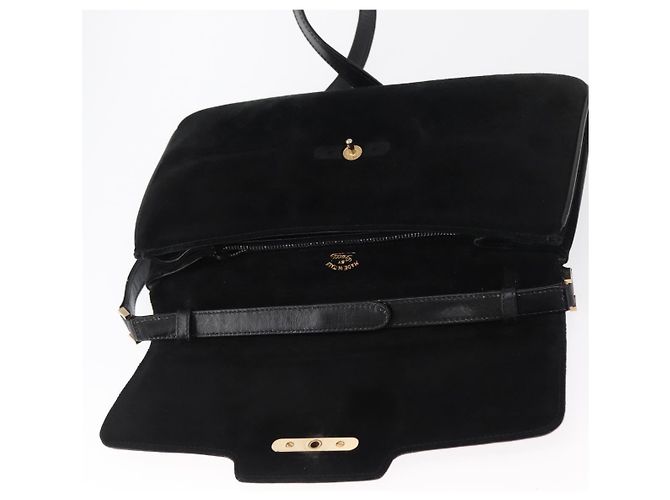 Borsa a Spalla GUCCI in Camoscio Nero e Oro Auth ep12880 D'oro - vista 10