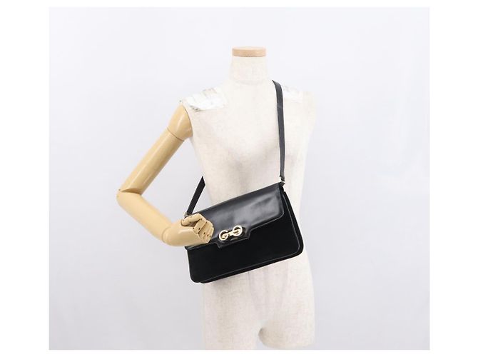 Borsa a Spalla GUCCI in Camoscio Nero e Oro Auth ep12880 D'oro - vista 23