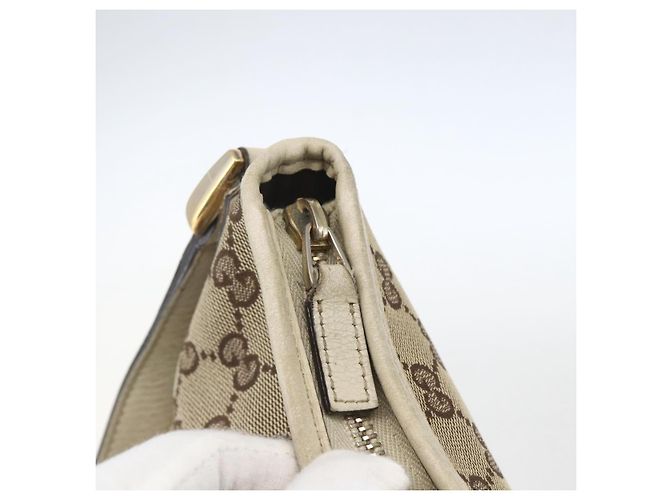 Borsa a Spalla GG Canvas Gucci Beige Oro 131326 Auth 167914 D'oro - vista 10