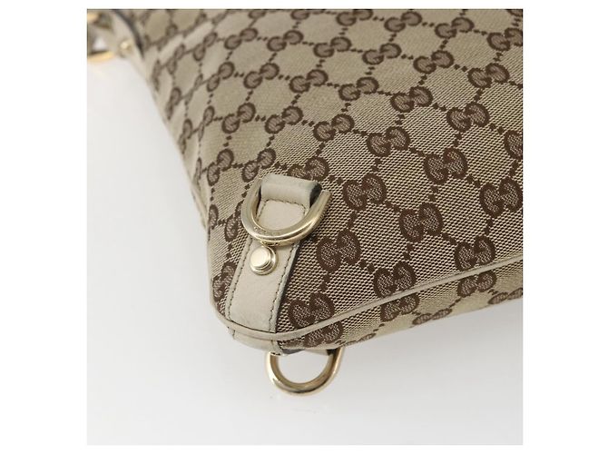 Borsa a Spalla GG Canvas Gucci Beige Oro 131326 Auth 167914 D'oro - vista 14