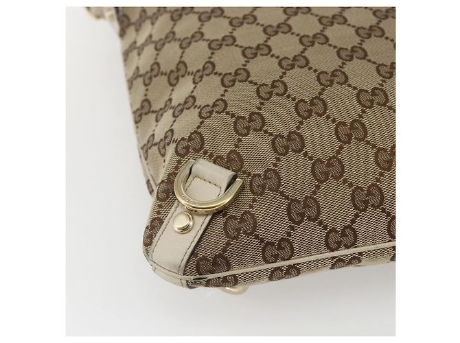 Borsa a Spalla GG Canvas Gucci Beige Oro 131326 Auth 167914 D'oro - vista 16