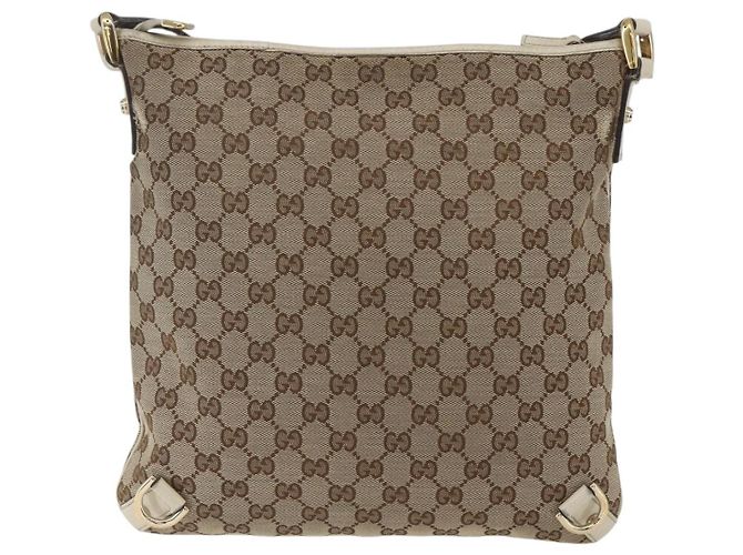 Borsa a Spalla GG Canvas Gucci Beige Oro 131326 Auth 167914 D'oro - vista 2