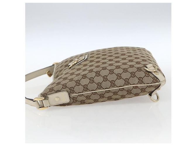 Borsa a Spalla GG Canvas Gucci Beige Oro 131326 Auth 167914 D'oro - vista 3