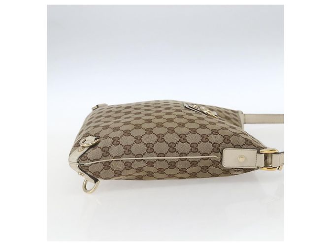 Borsa a Spalla GG Canvas Gucci Beige Oro 131326 Auth 167914 D'oro - vista 4