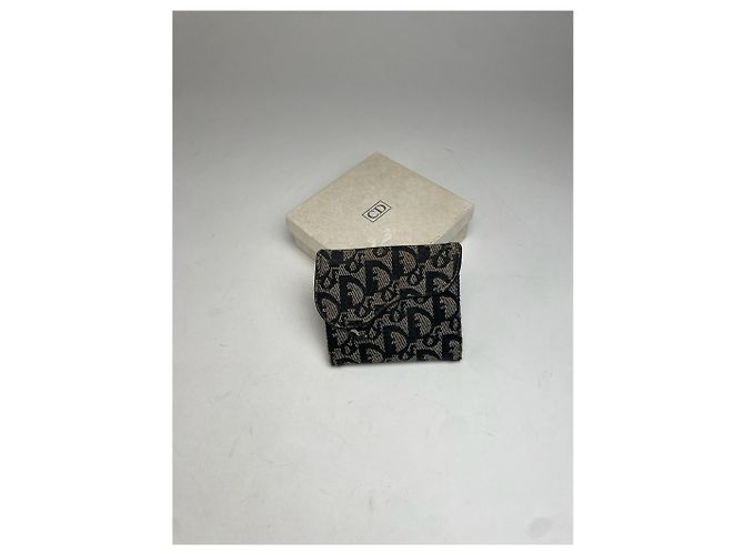 Vintage Dior Oblique Monogram Saddle Wallet Grey Black - view 10