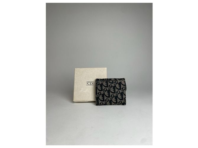 Vintage Dior Oblique Monogram Saddle Wallet Grey Black - view 2