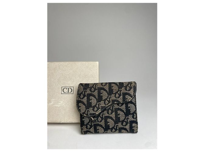 Vintage Dior Oblique Monogram Saddle Wallet Grey Black - view 6