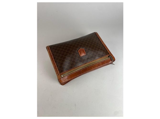 Céline Clutch in pelle monogramma Triomphe vintage Celine Paris marrone - vista 6