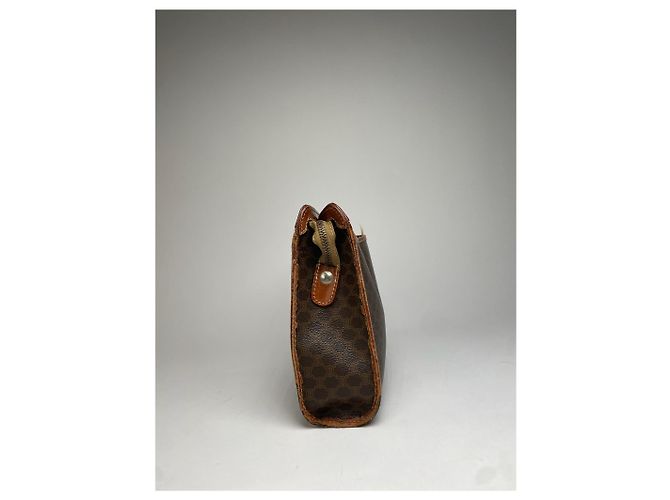Céline Clutch in pelle monogramma Triomphe vintage Celine Paris marrone - vista 7