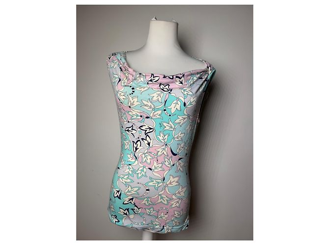Top astratto vintage Emilio Pucci blu bianco viola Multicolore - vista 13
