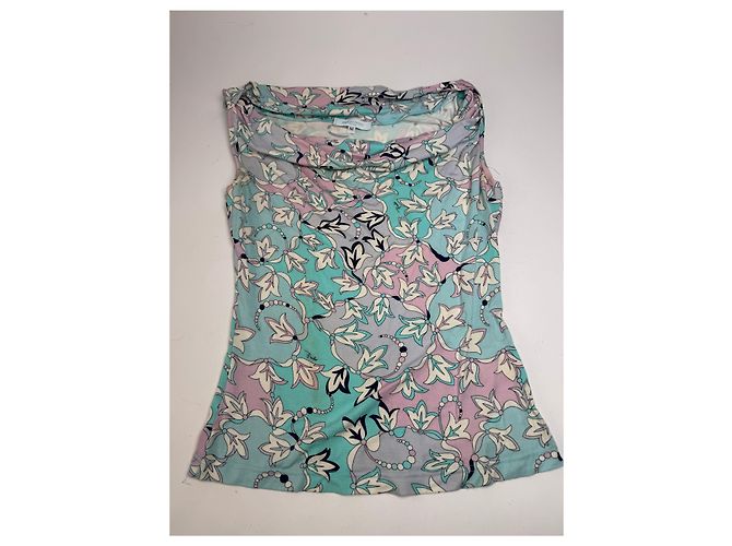 Top astratto vintage Emilio Pucci blu bianco viola Multicolore - vista 4