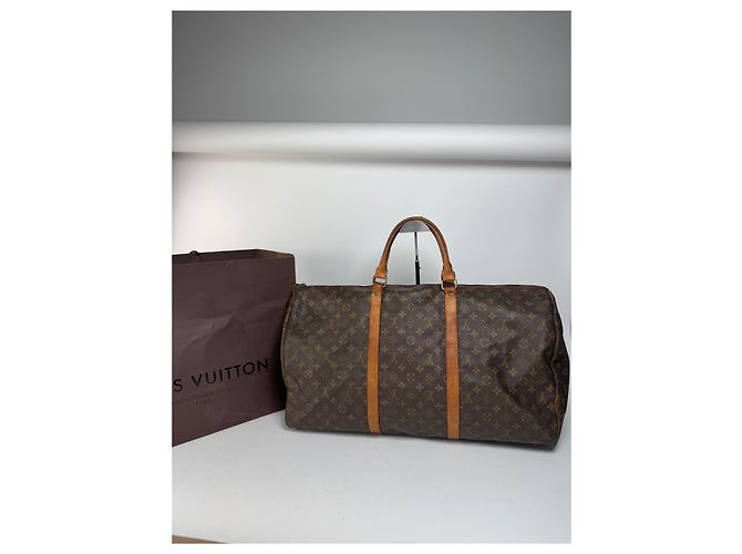 Keepall Vintage Louis Vuitton Monogram 60keepball Leder-Duffelbag braun - Ansicht 14