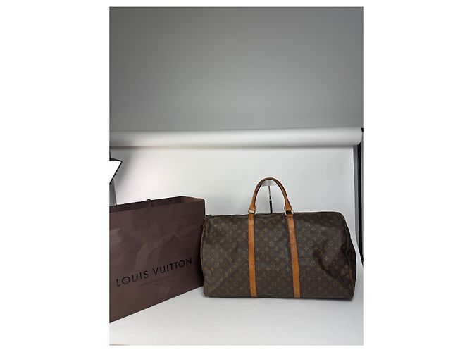 Keepall Vintage Louis Vuitton Monogram 60keepball Leder-Duffelbag braun - Ansicht 2