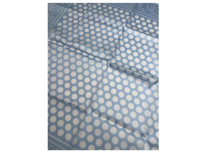 Céline Vintage Celine Monogramm Schal Himmelblau Weiß - vista 5
