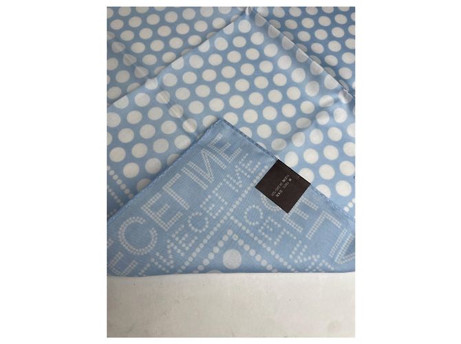 Céline Vintage Celine Monogramm Schal Himmelblau Weiß - vista 6
