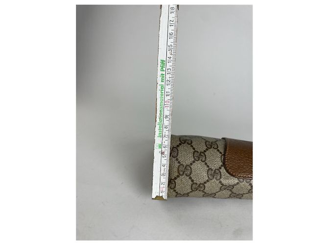 Clutch in pelle Gucci Ophidia vintage grigio marrone - vista 12