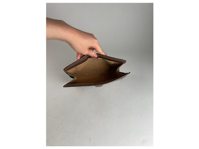 Clutch in pelle Gucci Ophidia vintage grigio marrone - vista 4