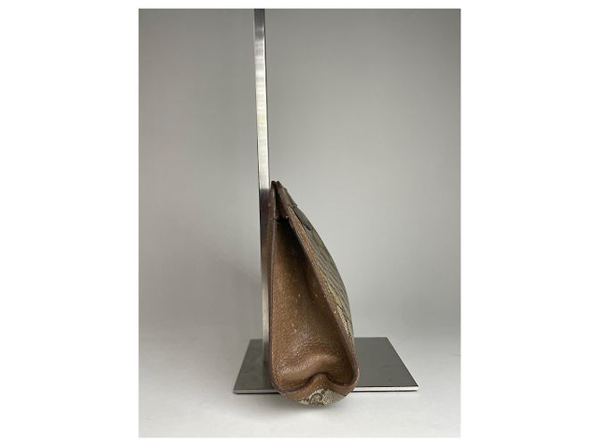 Clutch in pelle Gucci Ophidia vintage grigio marrone - vista 6