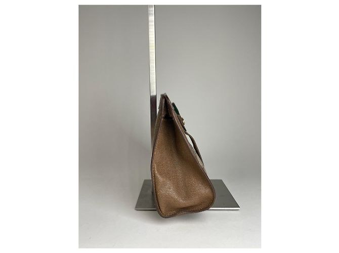 Clutch in pelle Gucci Ophidia vintage grigio marrone - vista 8