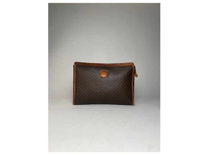 Triomphe Céline Clutch in pelle monogramma Celine Paris vintage marrone - vista 5
