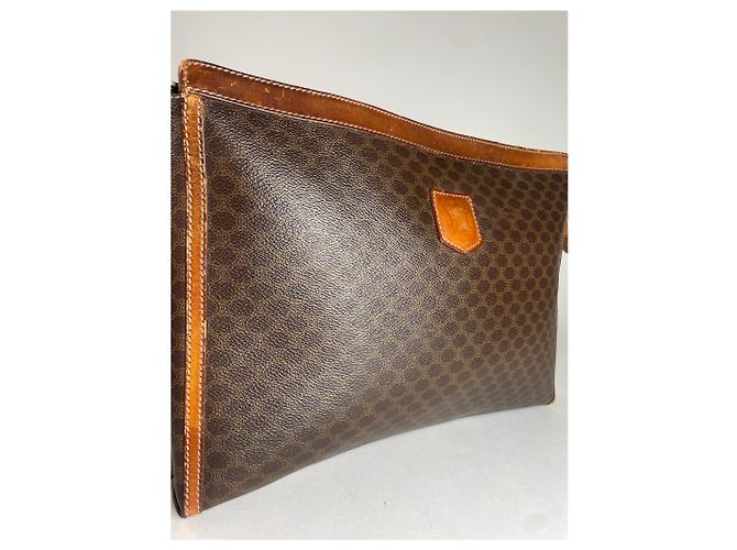 Triomphe Céline Clutch in pelle monogramma Celine Paris vintage marrone - vista 6