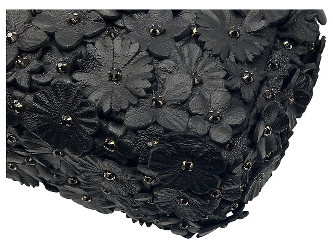 Bolso de cuero y cristal con aplique de flor de camelia negra Chanel Negro - vista 10