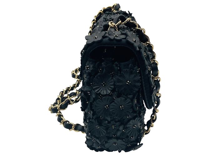 Bolso de cuero y cristal con aplique de flor de camelia negra Chanel Negro - vista 2