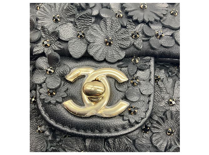 Bolso de cuero y cristal con aplique de flor de camelia negra Chanel Negro - vista 5