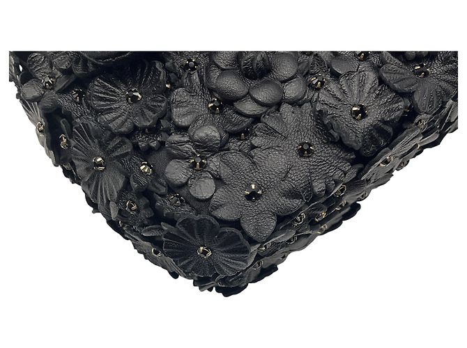 Bolso de cuero y cristal con aplique de flor de camelia negra Chanel Negro - vista 7