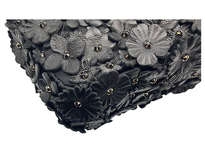 Bolso de cuero y cristal con aplique de flor de camelia negra Chanel Negro - vista 9