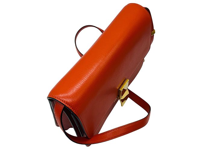 Classic Box Céline Borsa in pelle box classica Celine arancione - vista 4
