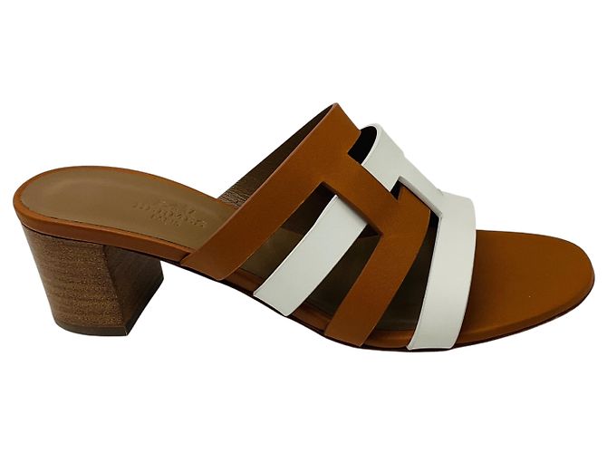 Hermès Hermes Bicolor Amica Sandale Tan / Weiß Kamel - Ansicht 2