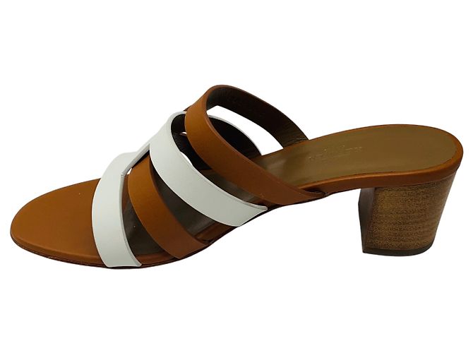 Hermès Hermes Bicolor Amica Sandale Tan / Weiß Kamel - Ansicht 3