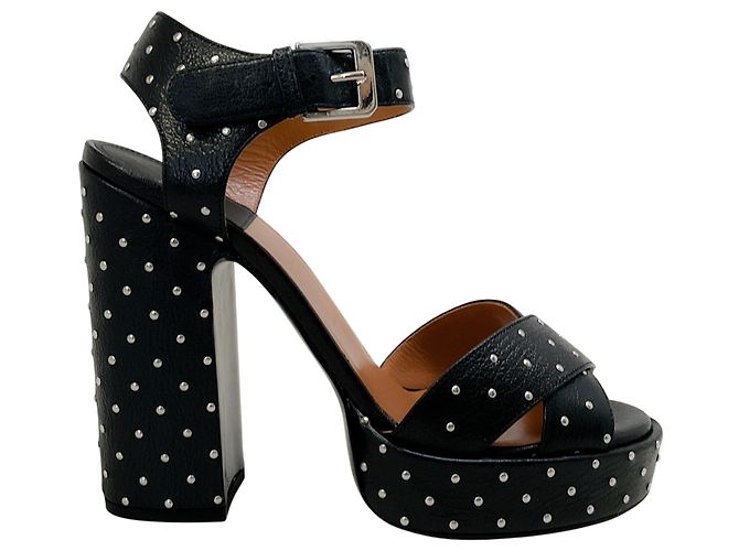 Sandali con piattaforma in pelle nera Rosange con borchie di Laurence Dacade Nero - vista 2