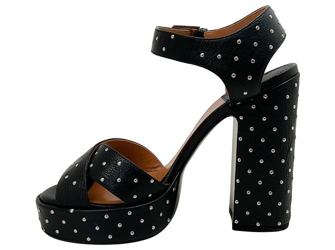 Sandali con piattaforma in pelle nera Rosange con borchie di Laurence Dacade Nero - vista 3