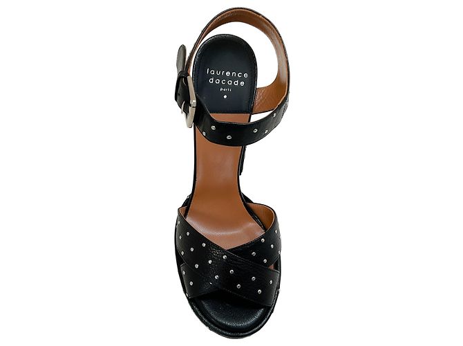 Sandali con piattaforma in pelle nera Rosange con borchie di Laurence Dacade Nero - vista 4