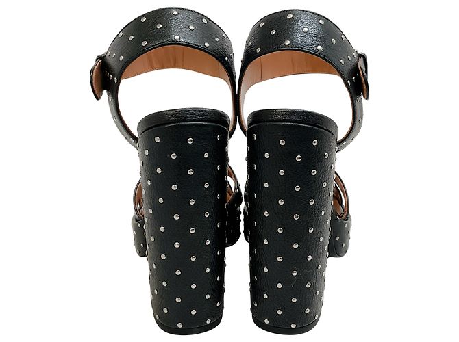 Sandali con piattaforma in pelle nera Rosange con borchie di Laurence Dacade Nero - vista 5