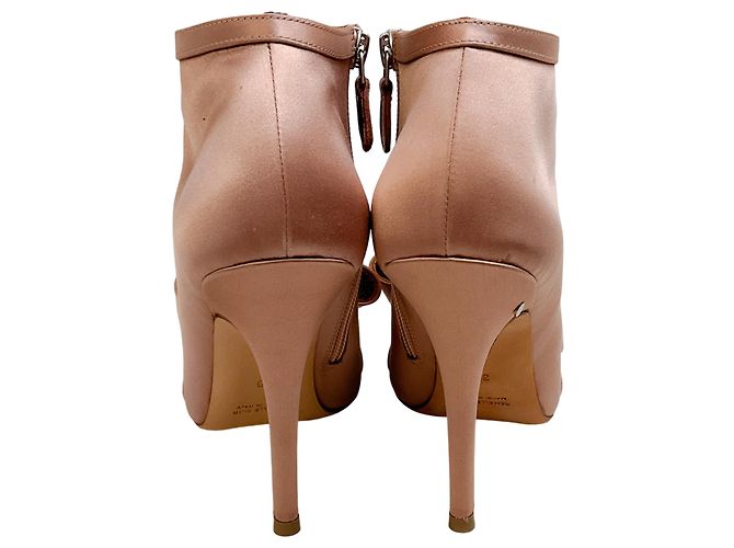 Botines peep toe de satén champagne de Laurence Dacade con lazo Beige - vista 5