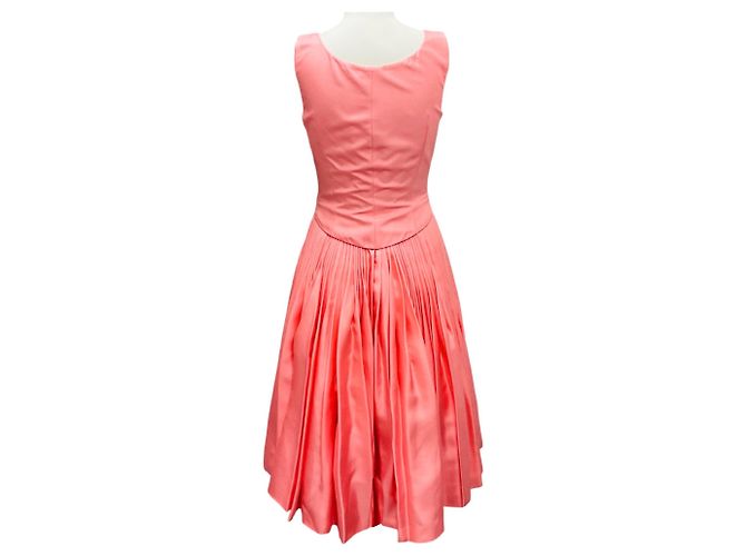 Vestido de cóctel de seda plisada sin mangas rosa Christian Dior con cremallera completa - vista 3