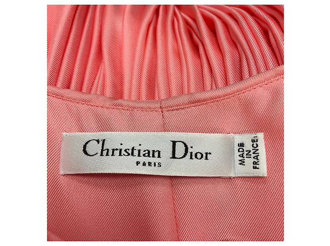 Vestido de cóctel de seda plisada sin mangas rosa Christian Dior con cremallera completa - vista 4