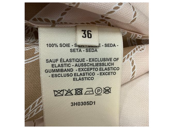 Falda de seda estampada Les Tambours Hermès beige / marrón - vista 5