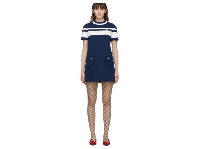Blau-weiß gestreiftes Gucci Sommerkleid - Ansicht 9