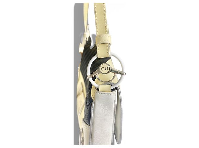 Christian Dior Borsa Saddle Cadillac Montaigne Dior SS 2001 ultra rara nera bianca rossa Nero Argento Bianco Rosso Multicolore Beige Crudo Metallico - vista 10