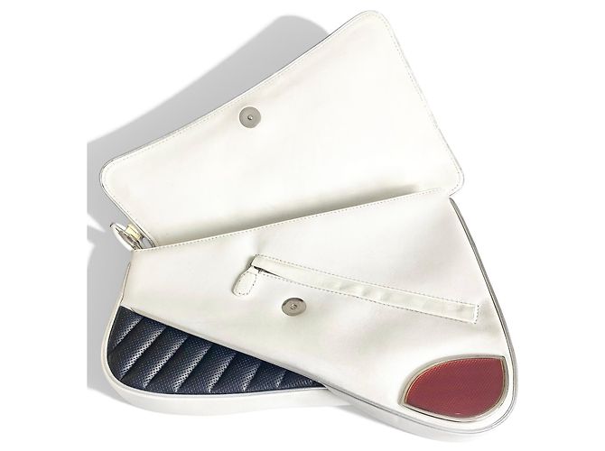 Christian Dior Borsa Saddle Cadillac Montaigne Dior SS 2001 ultra rara nera bianca rossa Nero Argento Bianco Rosso Multicolore Beige Crudo Metallico - vista 11