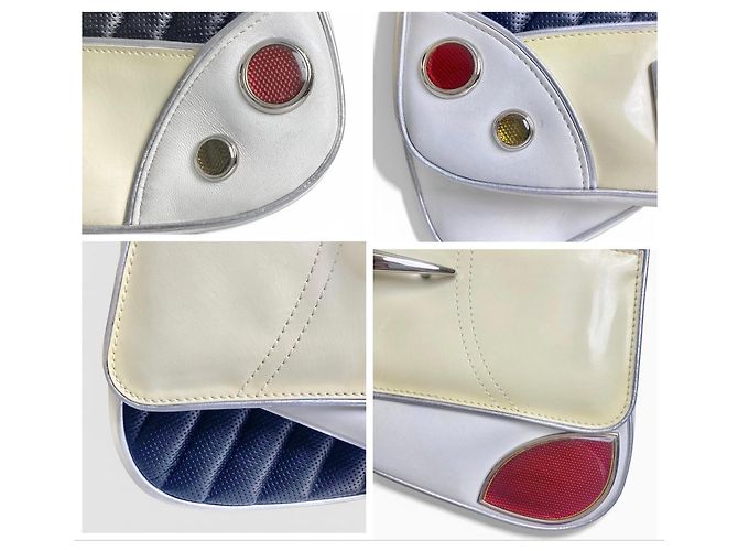 Christian Dior Borsa Saddle Cadillac Montaigne Dior SS 2001 ultra rara nera bianca rossa Nero Argento Bianco Rosso Multicolore Beige Crudo Metallico - vista 13