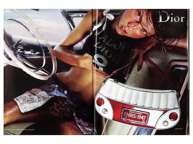 Christian Dior Borsa Saddle Cadillac Montaigne Dior SS 2001 ultra rara nera bianca rossa Nero Argento Bianco Rosso Multicolore Beige Crudo Metallico - vista 15