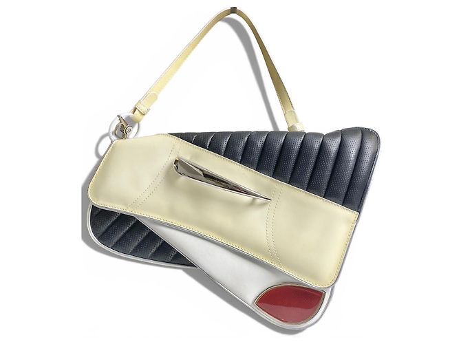 Christian Dior Borsa Saddle Cadillac Montaigne Dior SS 2001 ultra rara nera bianca rossa Nero Argento Bianco Rosso Multicolore Beige Crudo Metallico - vista 3