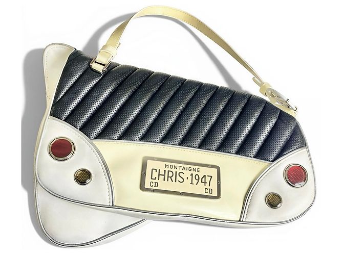 Christian Dior Borsa Saddle Cadillac Montaigne Dior SS 2001 ultra rara nera bianca rossa Nero Argento Bianco Rosso Multicolore Beige Crudo Metallico - vista 4