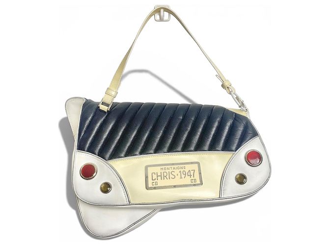 Christian Dior Borsa Saddle Cadillac Montaigne Dior SS 2001 ultra rara nera bianca rossa Nero Argento Bianco Rosso Multicolore Beige Crudo Metallico - vista 6