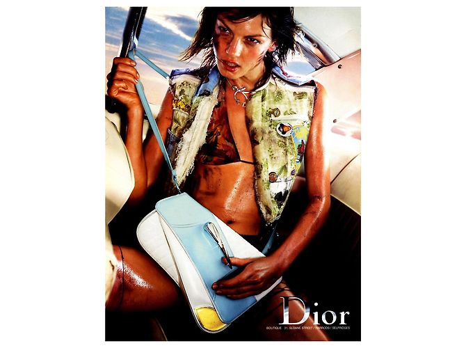 Christian Dior Borsa Saddle Cadillac Montaigne Dior SS 2001 ultra rara nera bianca rossa Nero Argento Bianco Rosso Multicolore Beige Crudo Metallico - vista 7